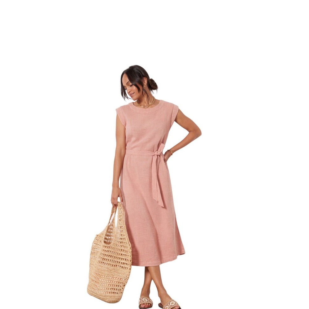 FAHERTY Dream Cotton Costa Gauzey Long Maxi Dress w/ Belt Sz M
